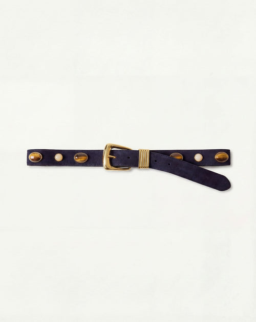 Arch Embellished Suede Belt - Famous | Online Store