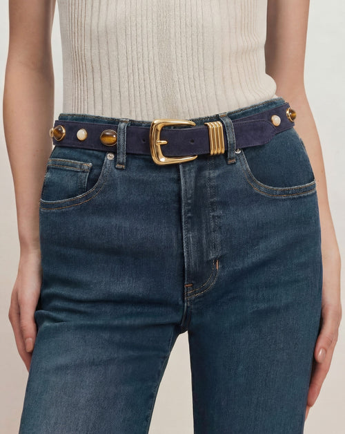 Arch Embellished Suede Belt - Famous | Online Store