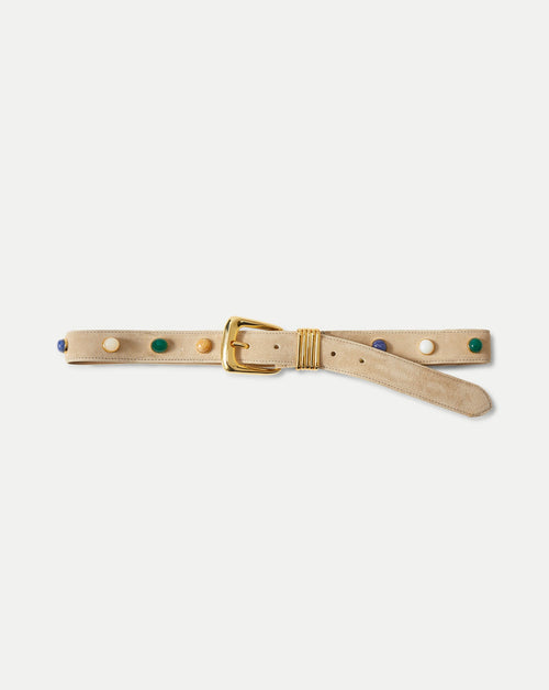 Arch Embellished Suede Belt - Famous | Online Store