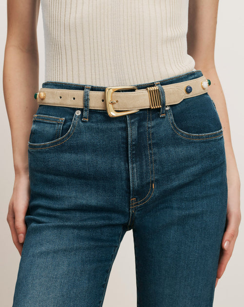 Arch Embellished Suede Belt - Famous | Online Store