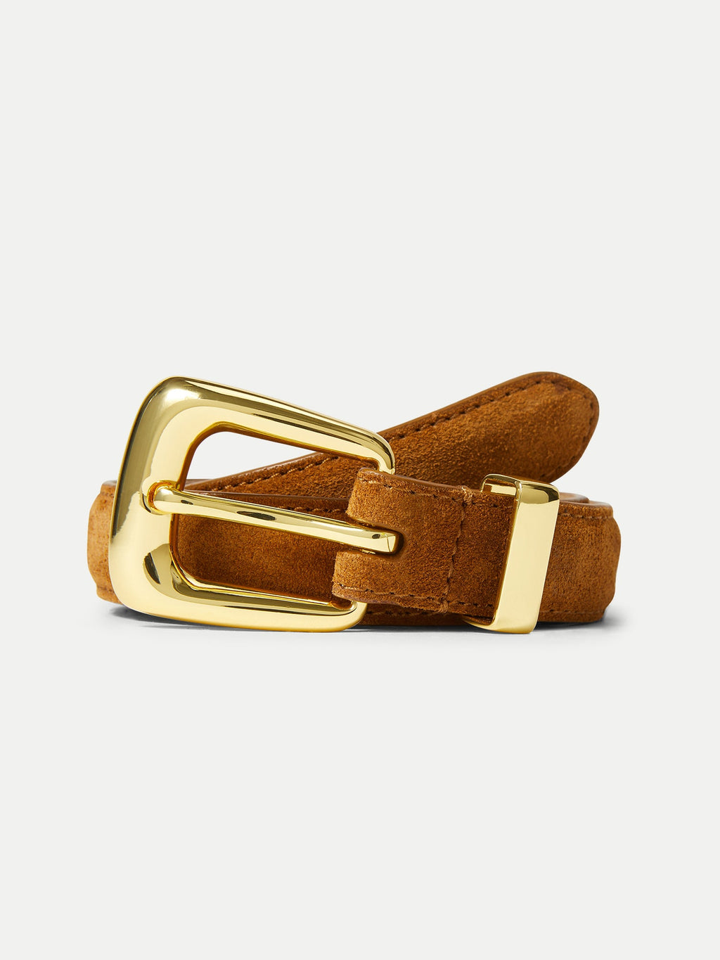 Ceinture fine en daim à boucle arrondie