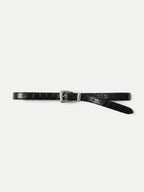 Slim Croc-Embossed Arch Belt