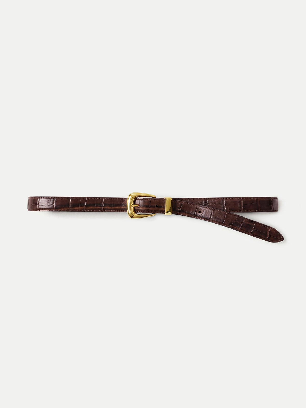 Slim Croc-Embossed Arch Belt