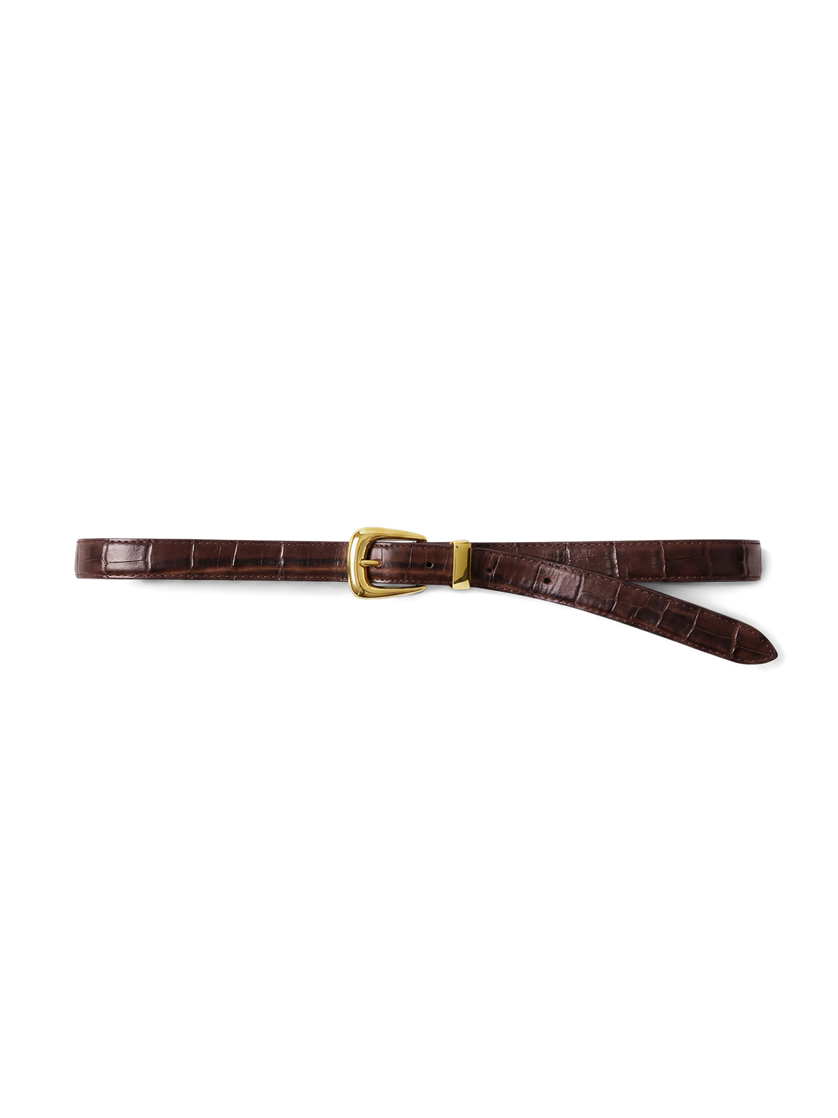 Slim Croc-Embossed Arch Belt