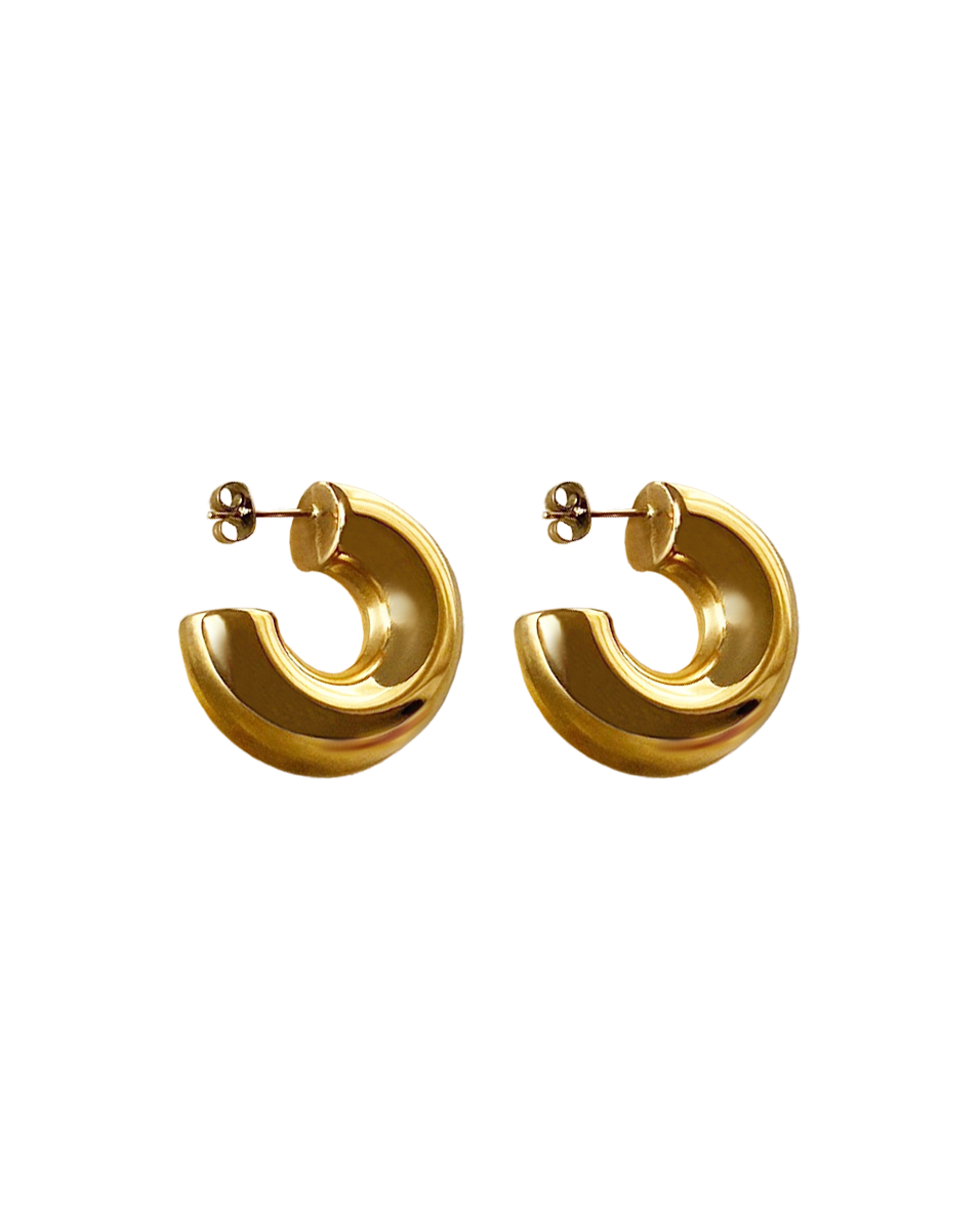 Créoles Juliet bombées dorées 
Boucles d'oreilles