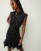 Bell Button Down Ruched Shirtdress