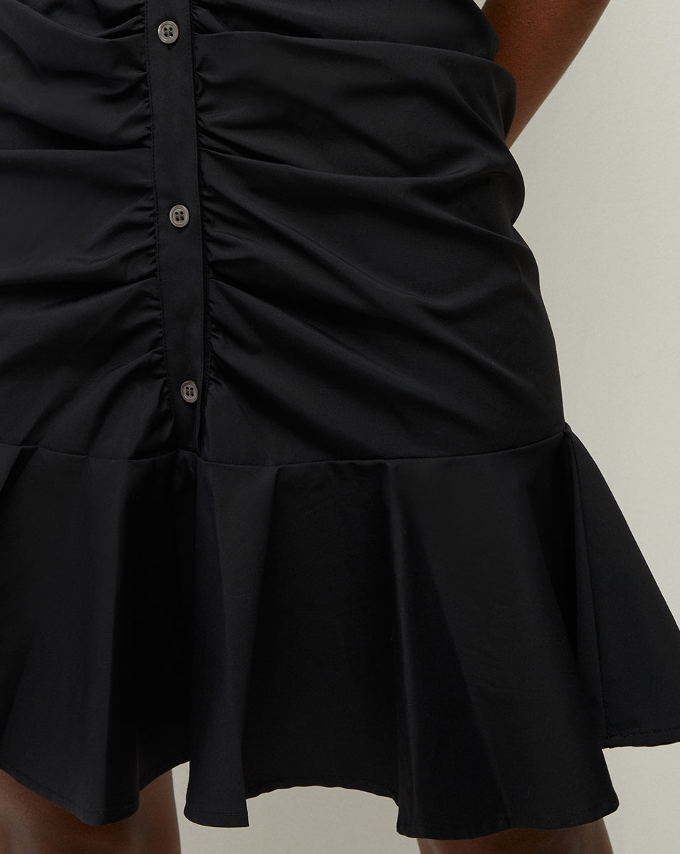 Bell Button Down Ruched Shirtdress