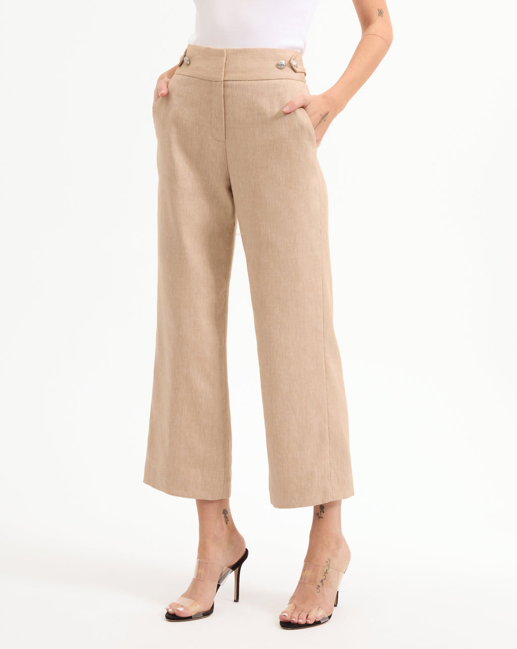 Pantalon Aubrie court à jambe large