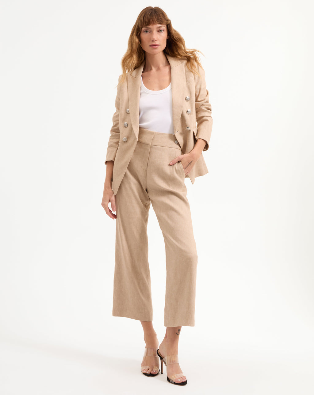 Pantalon Aubrie court à jambe large
