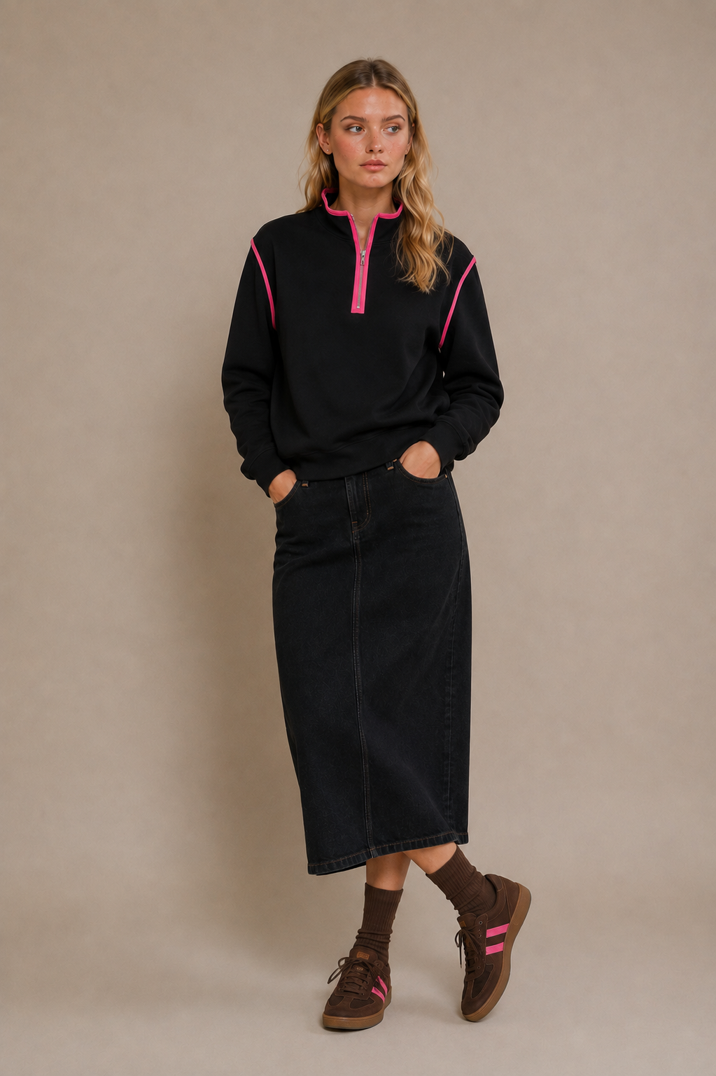 Denim Pleated Skirt