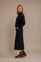 Contrast Piping Zip Sweat