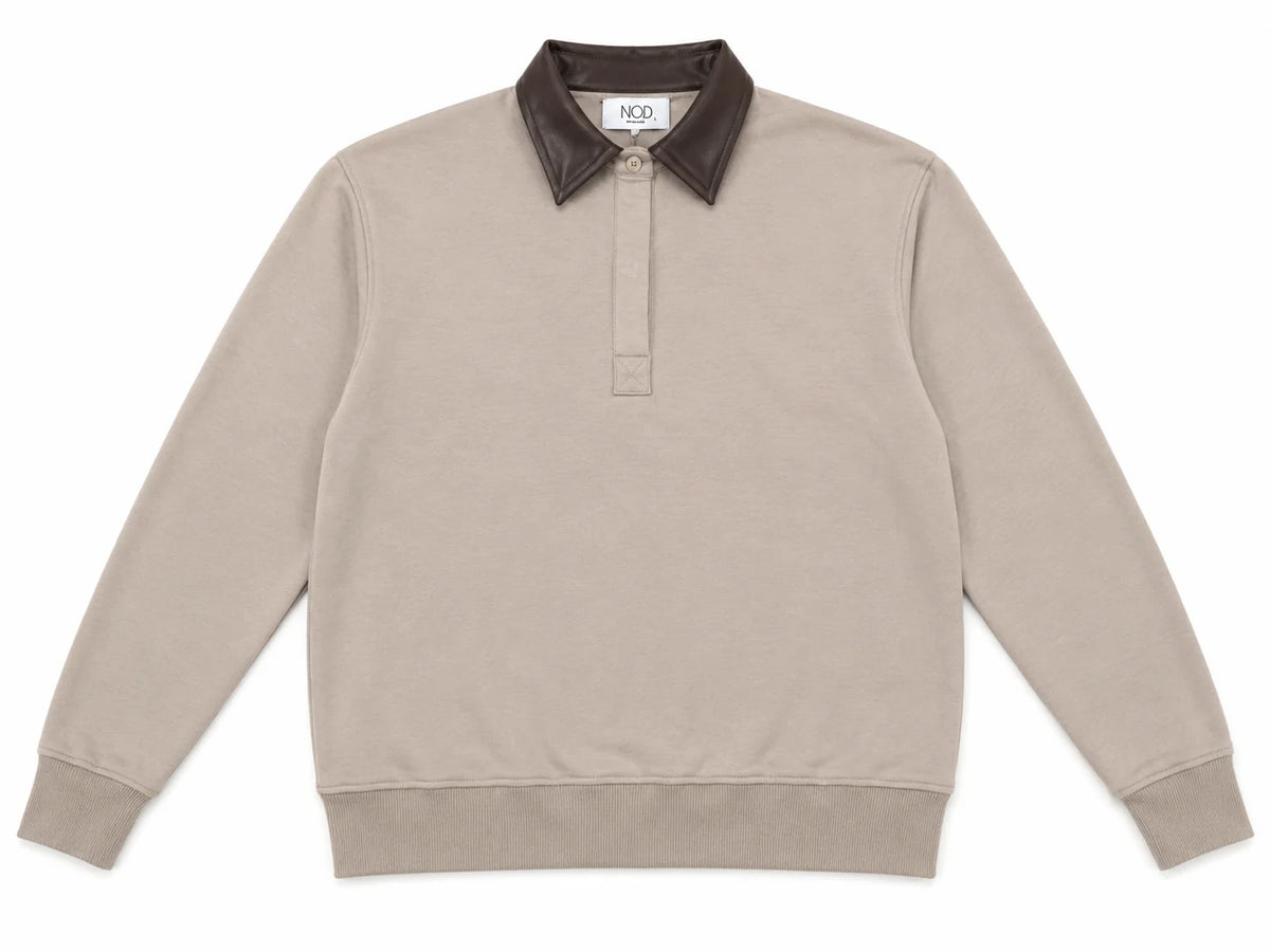 Leather Collar & Cuff Sweat