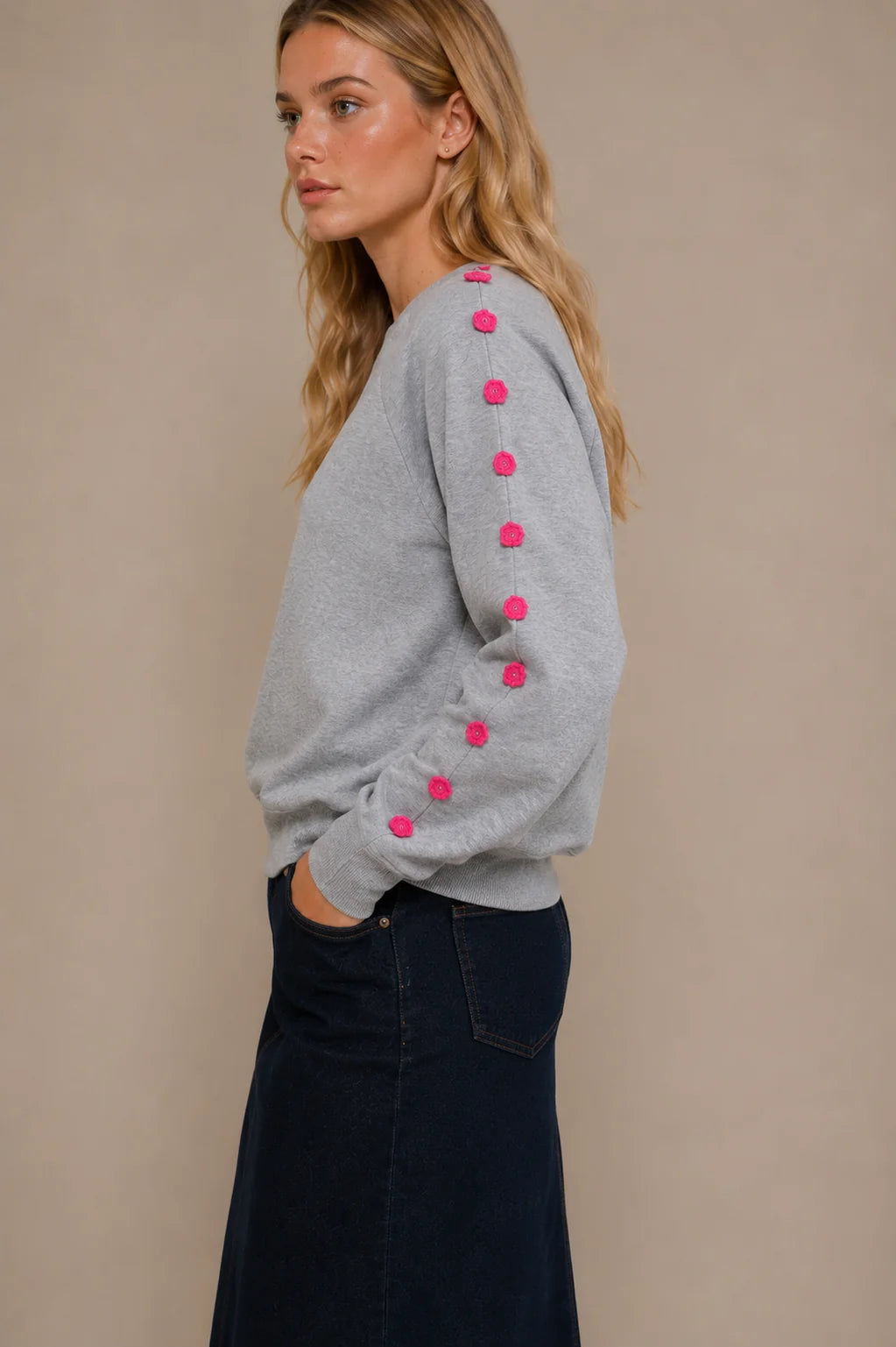 Floral Motif Sweatshirt