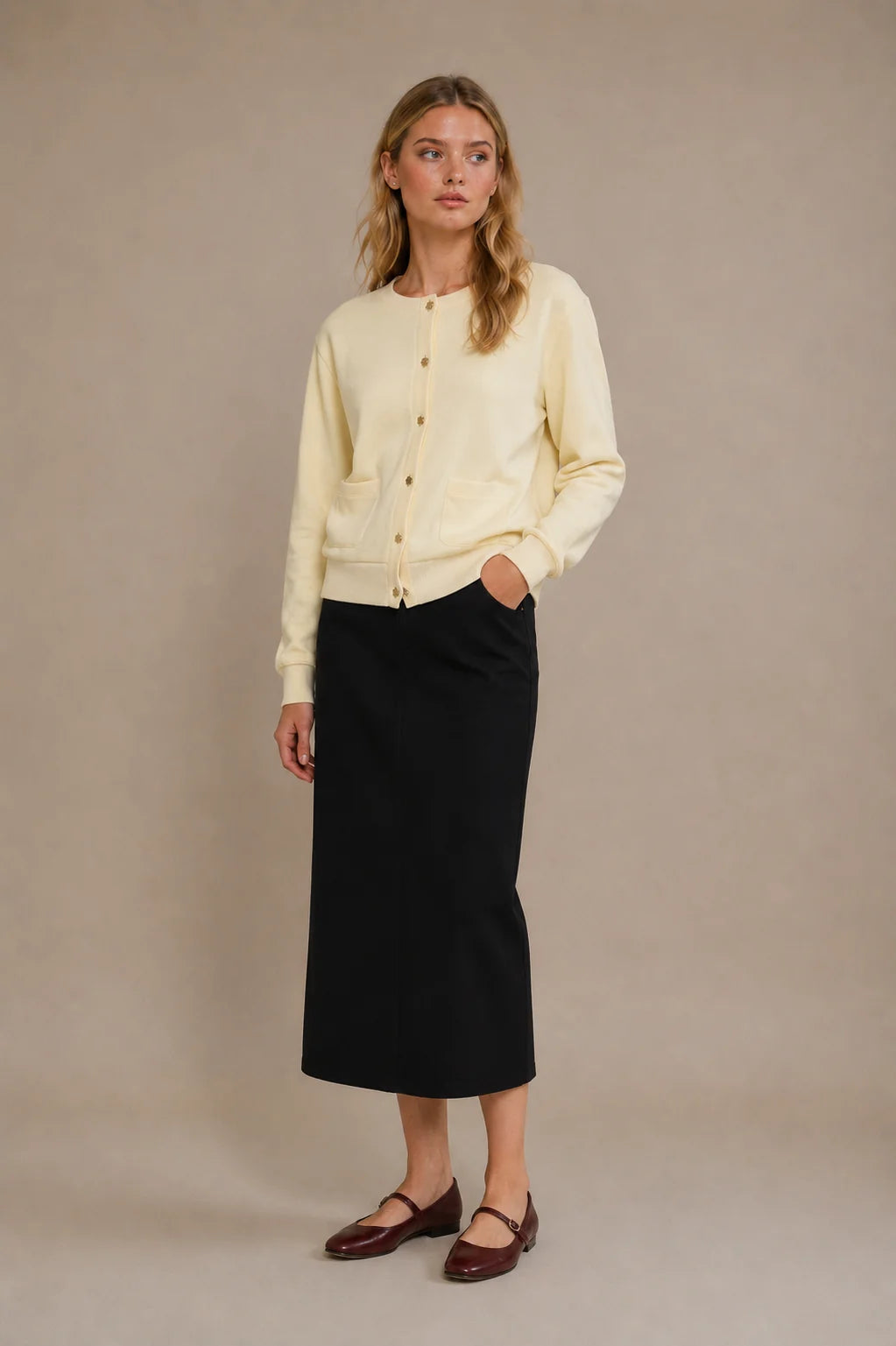 French Terry Button Cardi