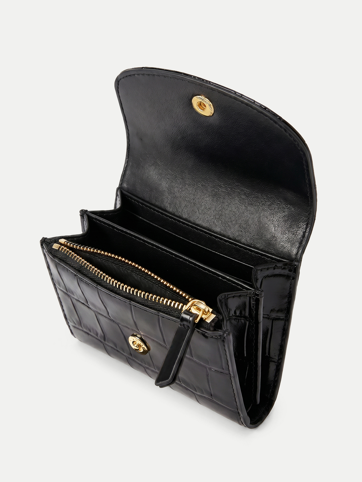 Croc-Embossed Flap Card Holder