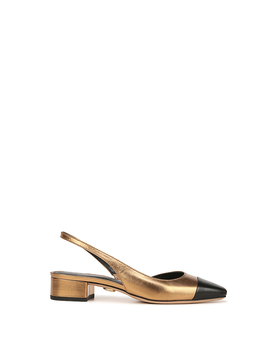Cecile Leather Cap-Toe Slingback