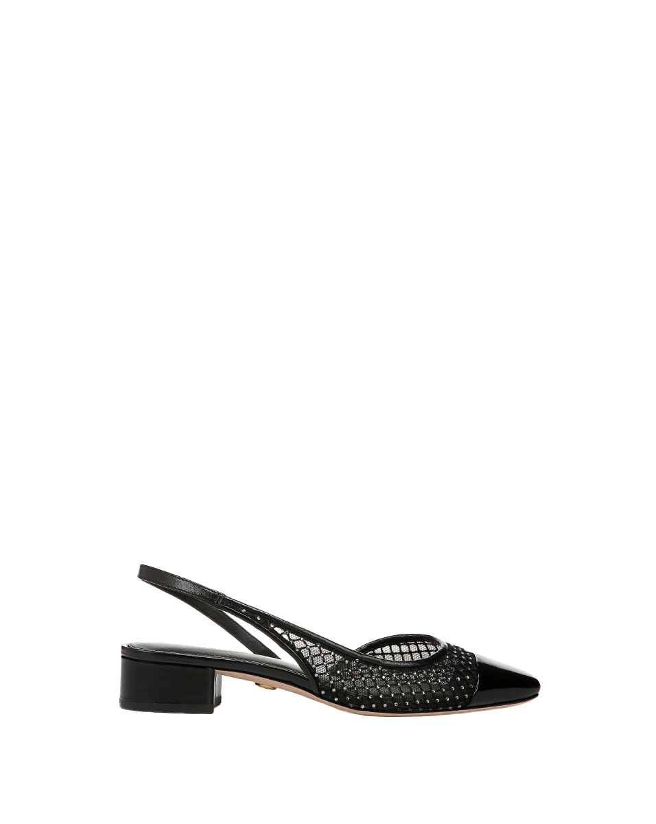 Bride slingback en résille à bout fleuri Cécile