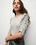 Waldorf Ruched-Sleeve Slub T-Shirt