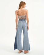 Vicki Patchwork Wide-Leg Jean