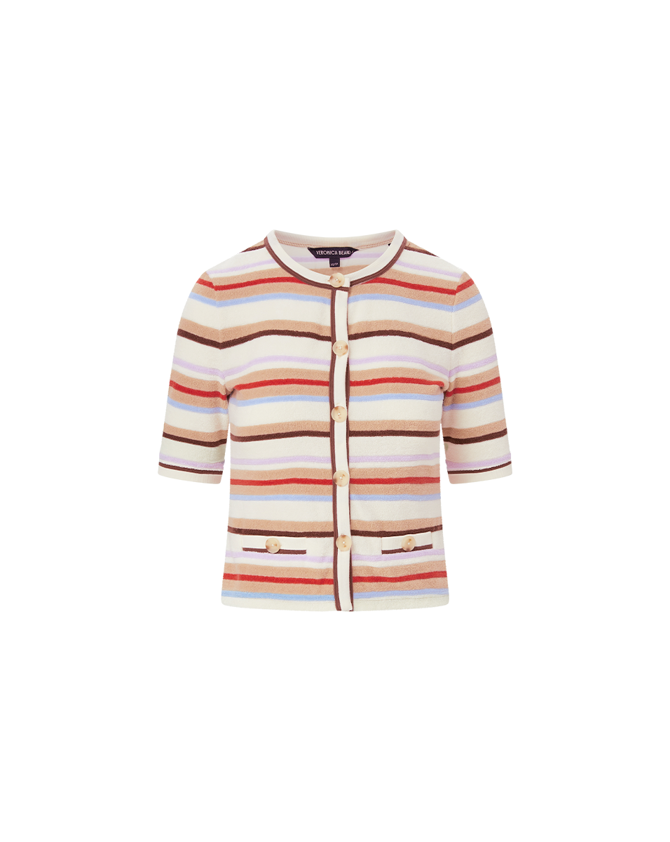 Brendan Striped Short-Sleeve Cardigan