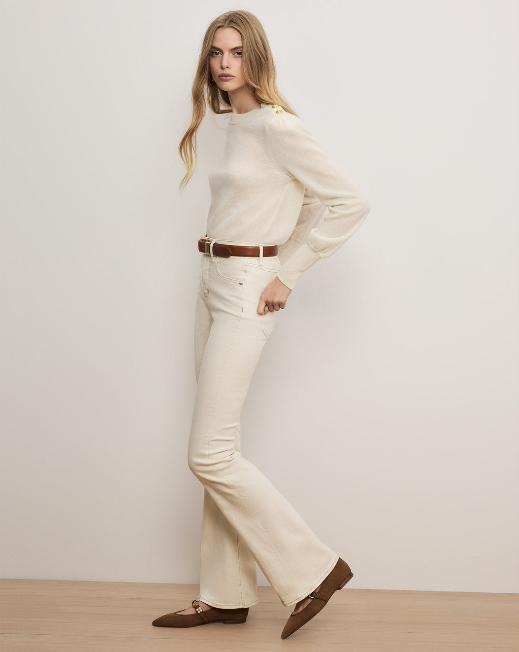Nelia Cashmere Pullover | Button Accent