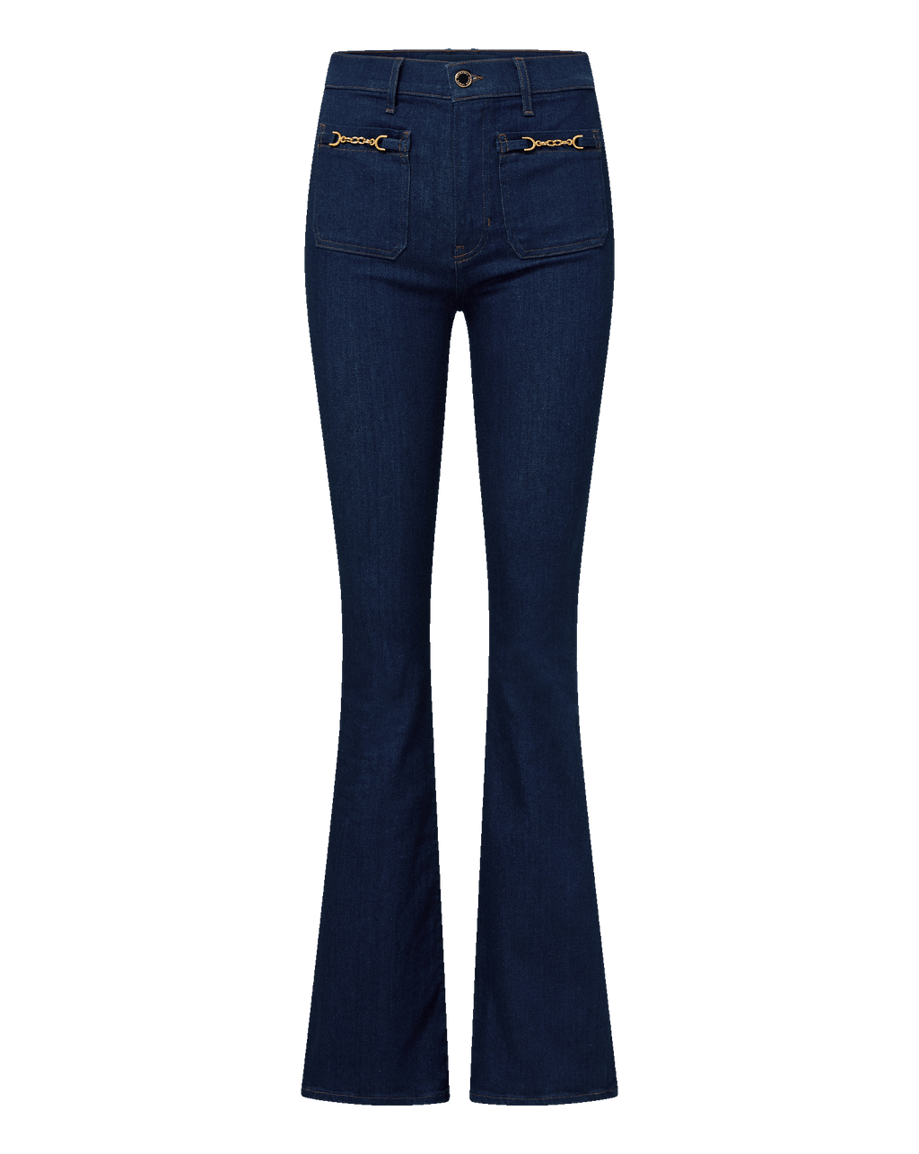 Beverly Chain-Pocket Skinny-Flare Jean
