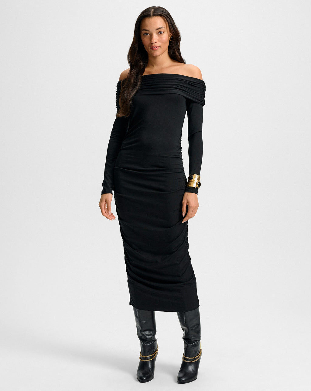 Robe midi Tinette à épaules dénudées