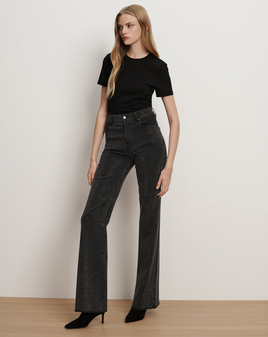 Jean large slim avec strass Crosbie