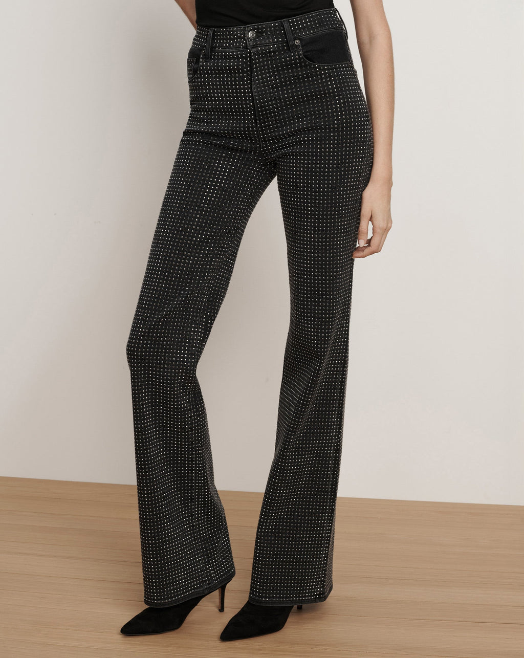 Jean large slim avec strass Crosbie