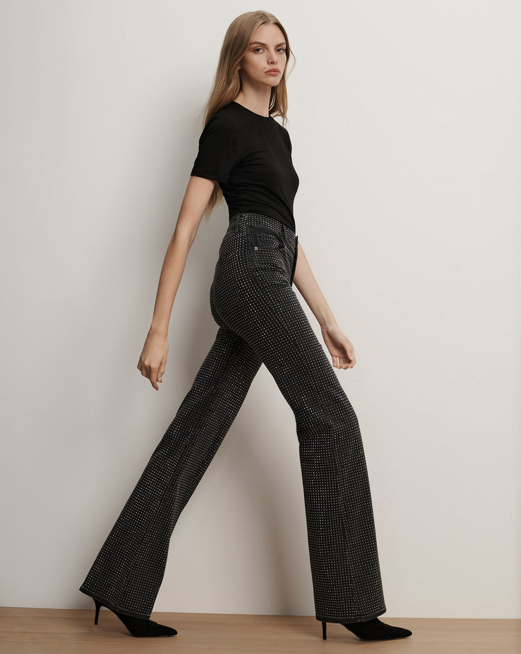 Jean large slim avec strass Crosbie