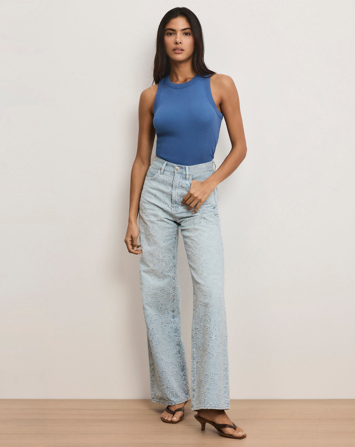 Taylor Embroidered Wide-Leg Jean