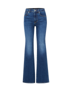 Jean Crosbie à taille mi-haute, coupe étroite et jambe large