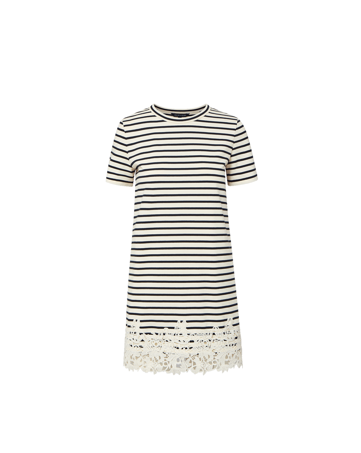 Rhue Striped Lace-Hem Mini Dress