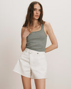 Short en jean Ellis à taille croisée