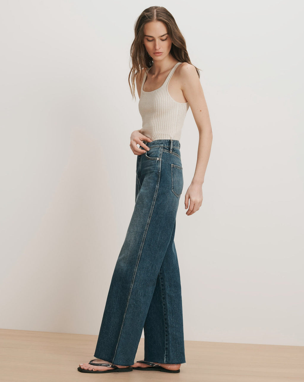 Jean large Taylor à taille croisée