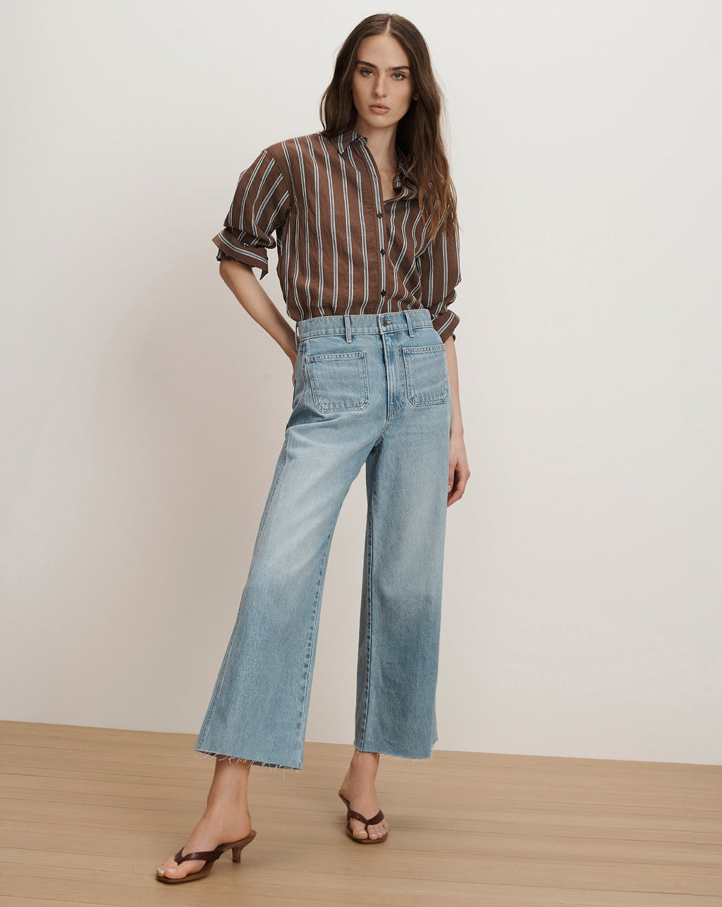 Taylor Cropped Patch-Pocket Wide-Leg Jean