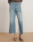 Taylor Cropped Patch-Pocket Wide-Leg Jean