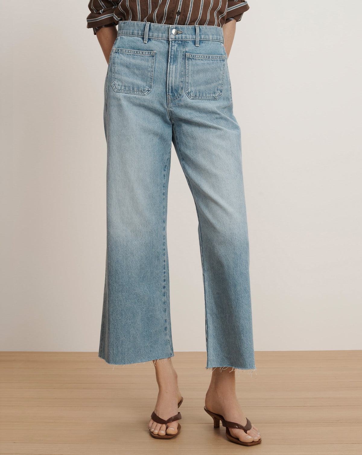 Taylor Cropped Patch-Pocket Wide-Leg Jean