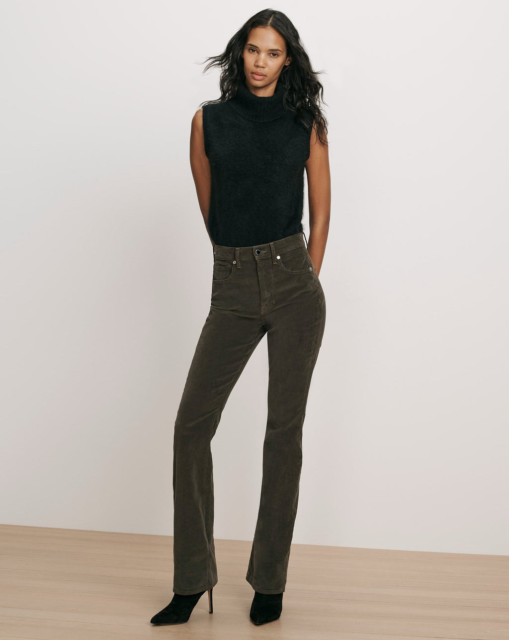 Pantalon bootcut en velours côtelé Cameron