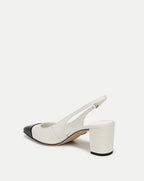 Cecile Croc-Embossed Cap-Toe Slingback Pump