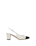 Cecile Croc-Embossed Cap-Toe Slingback Pump