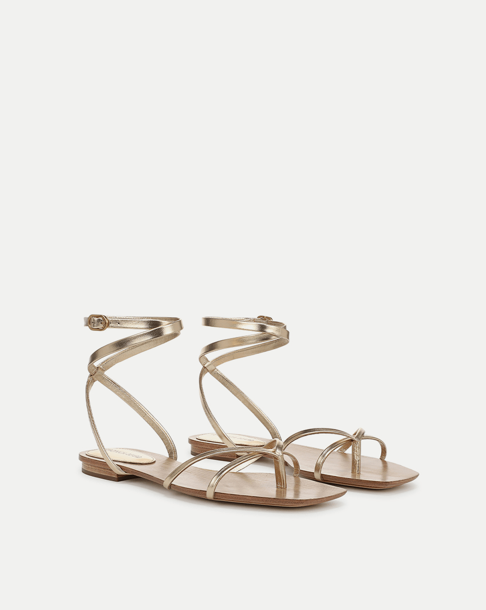 Allegra Metallic Ankle-Wrap Sandal - Famous | Online Store