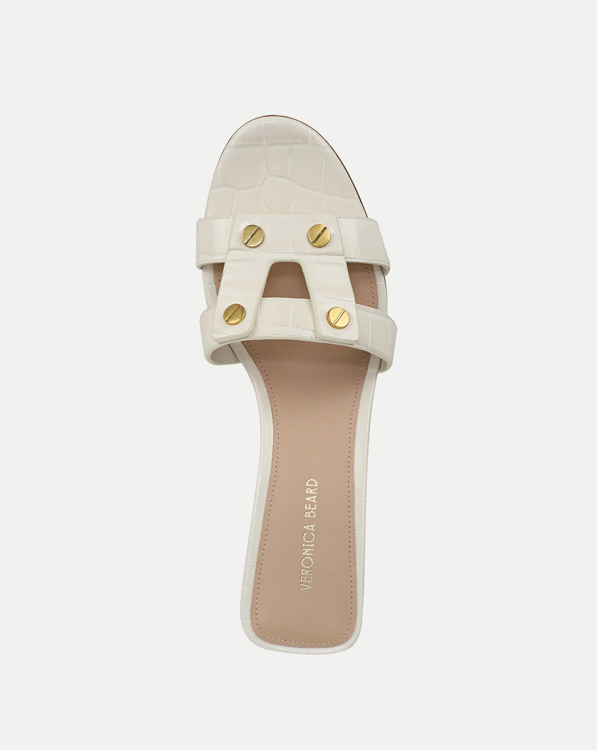 Via Croc-Embossed Mid-Heel Sandal