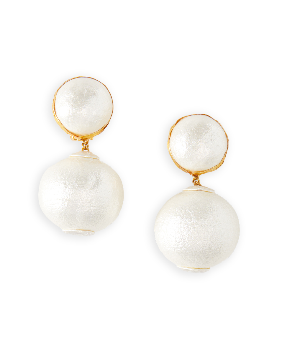Pearl 2 Drop Earrings | Clip Backing