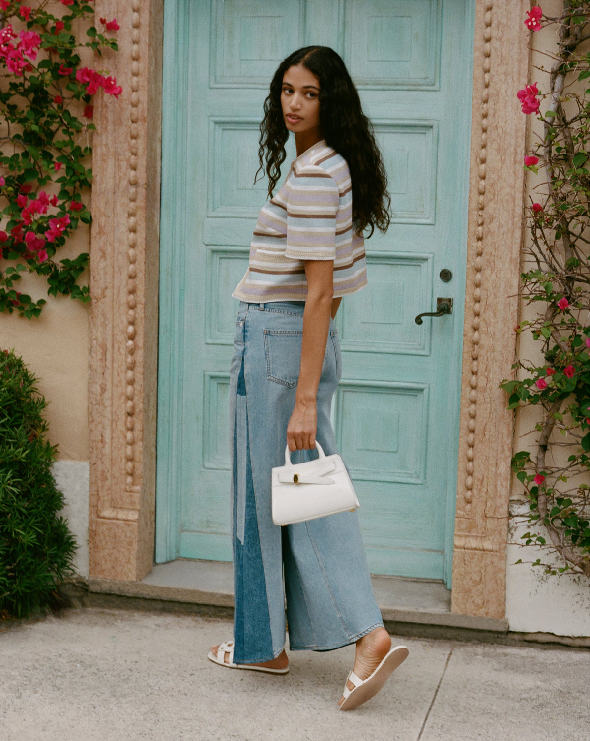 Vicki Patchwork Wide-Leg Jean