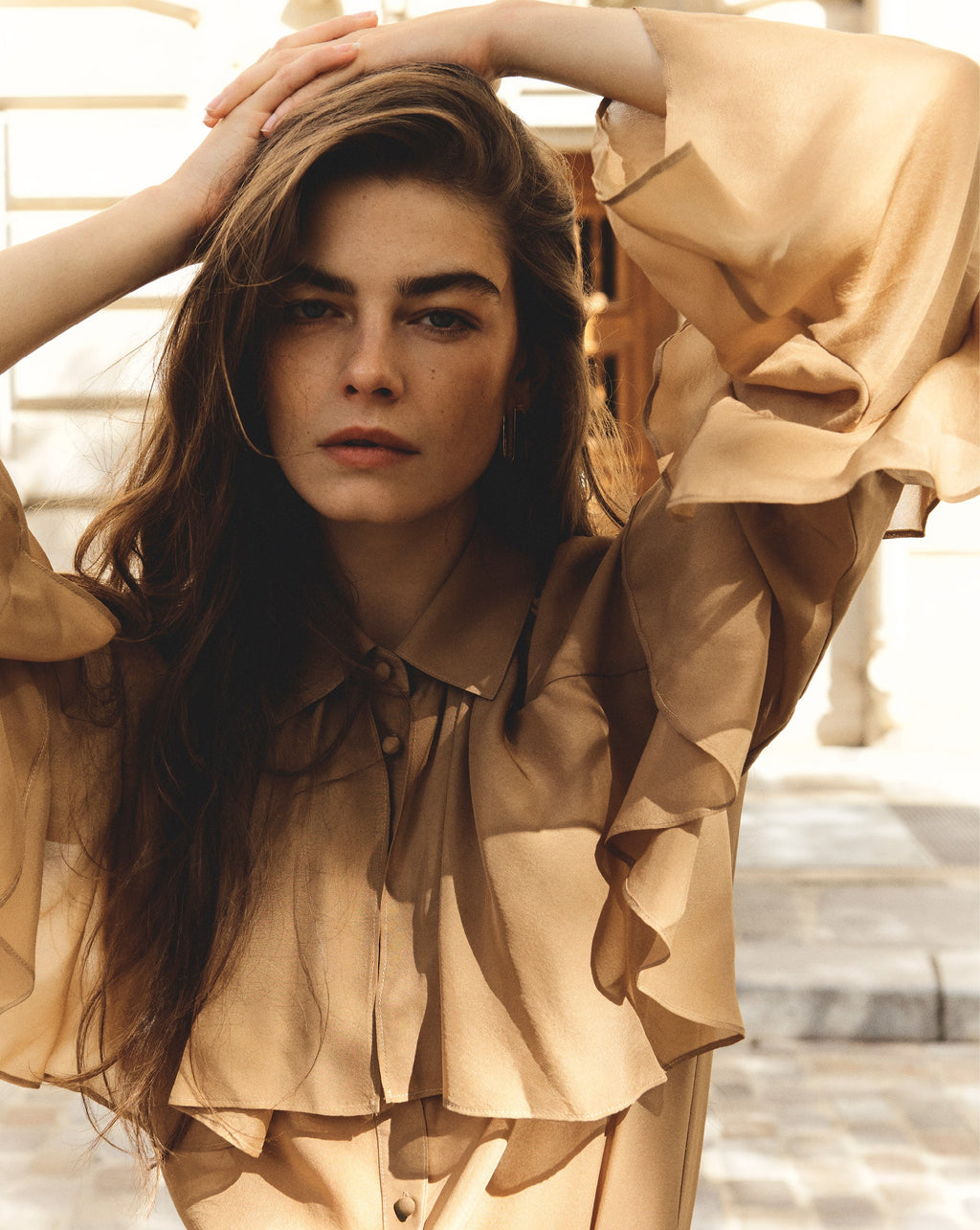 Demaris Ruffled Button-Down Blouse