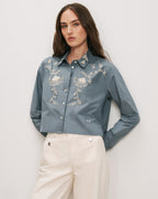 Aderes Beaded Button-Down Shirt - Famous | Online Store