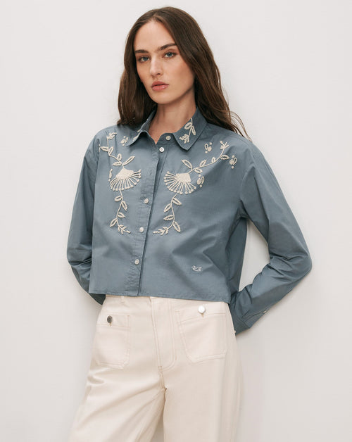 Aderes Beaded Button-Down Shirt - Famous | Online Store