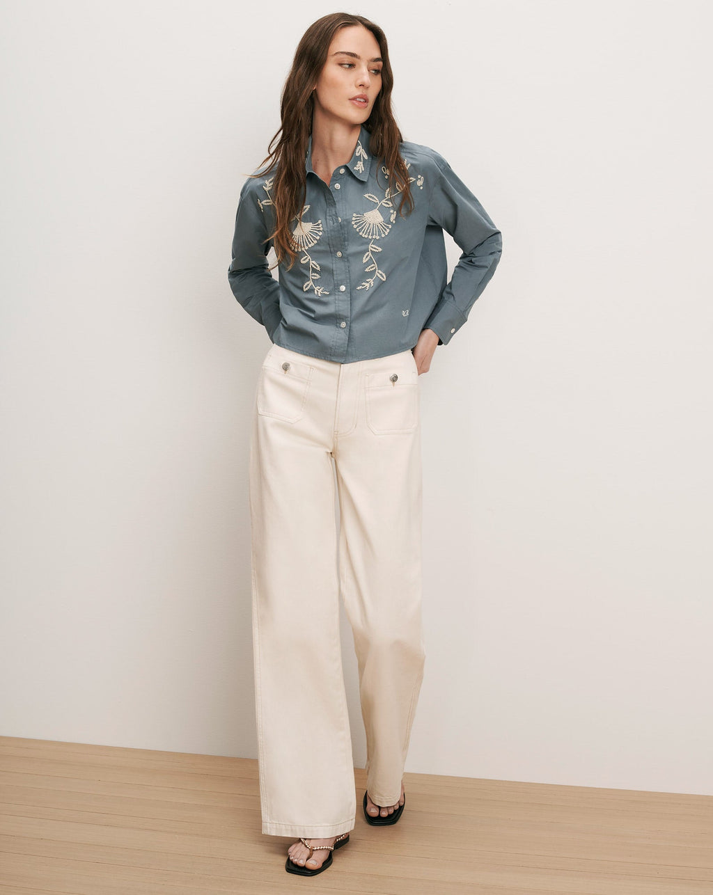 Aderes Beaded Button-Down Shirt - Famous | Online Store