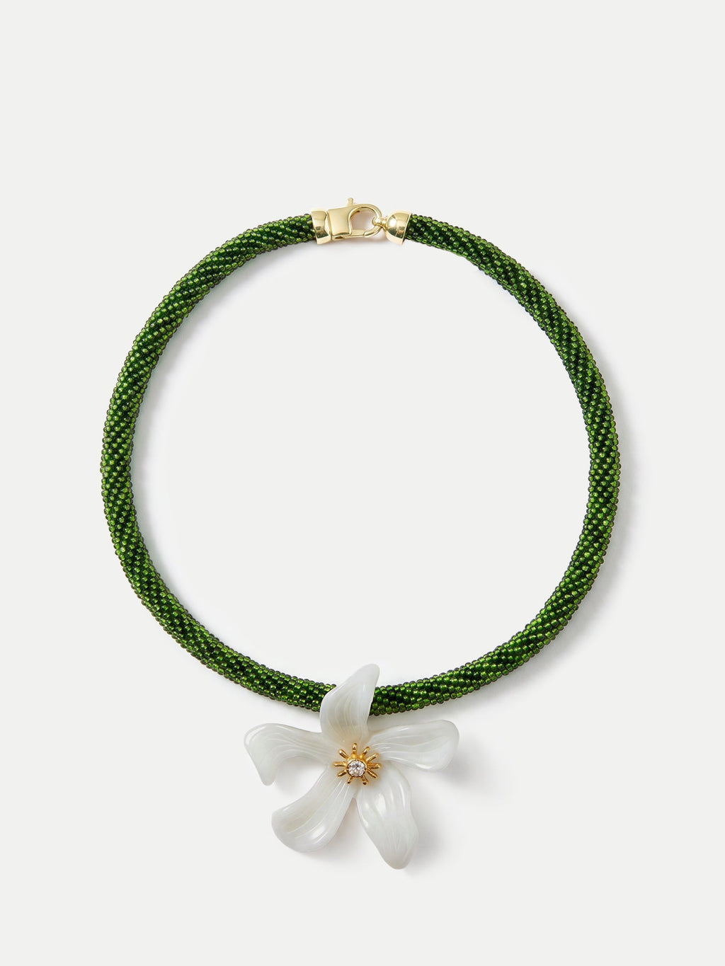 Flower Pendant Beaded Necklace